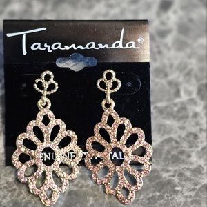 TARAMANDA Rose Tone Crystal "Genuine" Chandelier Earrings